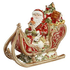 Santa auf Schlitten rot, 37x34 cm